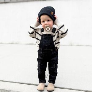 Little Bipsy Baby Distressed Denim Overall -
Black Wash 3/6m